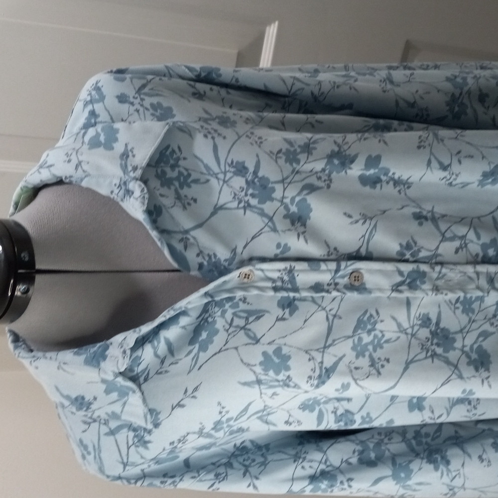 Liz Clairborne Village Sport Shirt   Blue Floral Size 2X